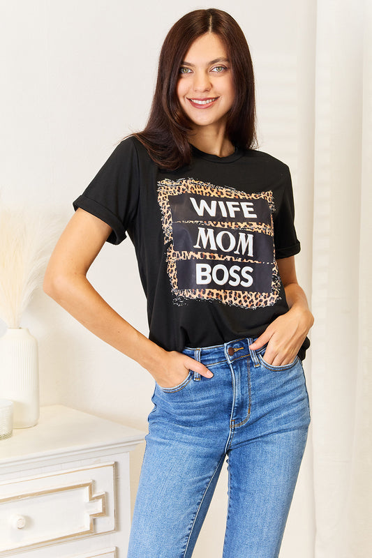 Simply Love WIFE MOM BOSS Leopard Graphic T-Shirt Black d72a77fd9b6344f28209d3f4bb847de9-Max