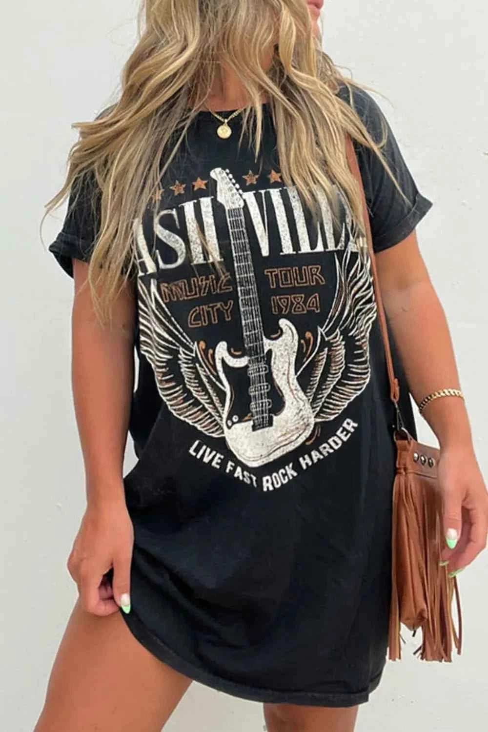 Graphic Round Neck Short Sleeve Tee Dress d72d9373-0a63-401d-be3b-9ab6cee4f4c4-Max