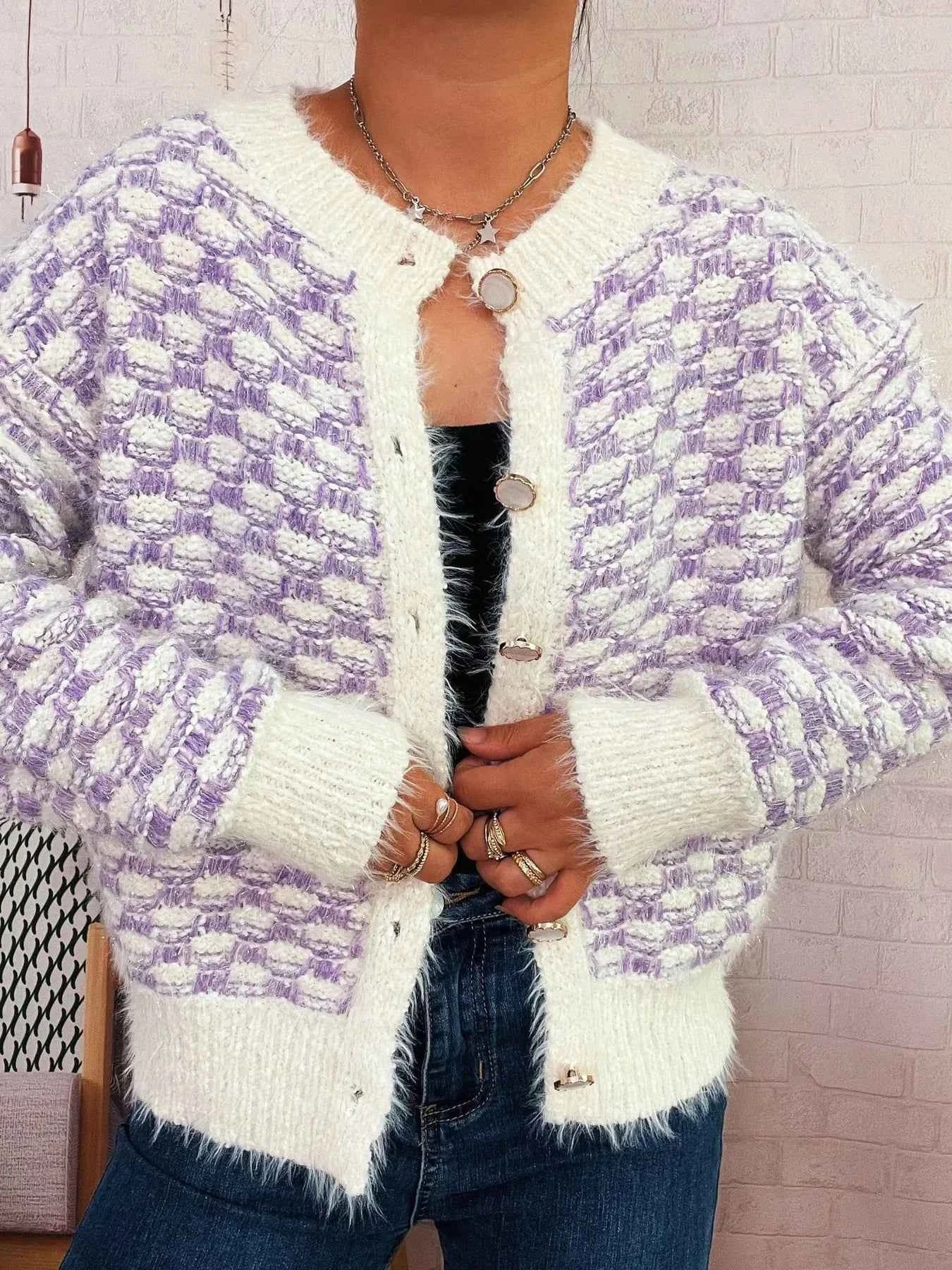 Fluffy Textured Button-Up Cardigan d732ed7e2ba54e42b5c40efb7afdc811-Max-Origin