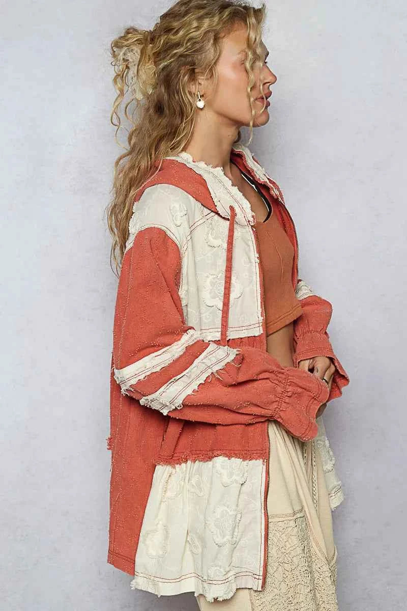 POL Raw Hem Color Block Hooded Jacket d741c1bd-dea3-4d6f-844d-20a8045938c5-Max-Origin
