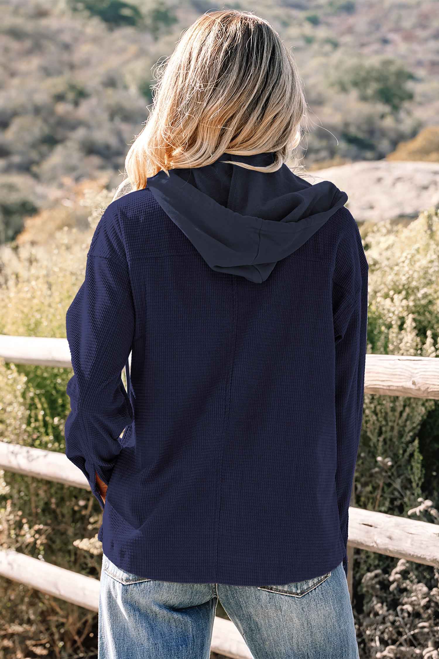 Sail Blue 2 in 1 Thermal Knit Textured Hooded Jacket d746d1bfdec34861