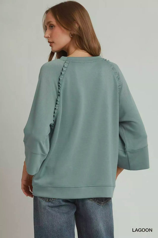 Ruffle Trim 3/4 Raglan Sleeve Top d7563325-6b73-42c6-9d84-bf4702a30f28-Max-Origin