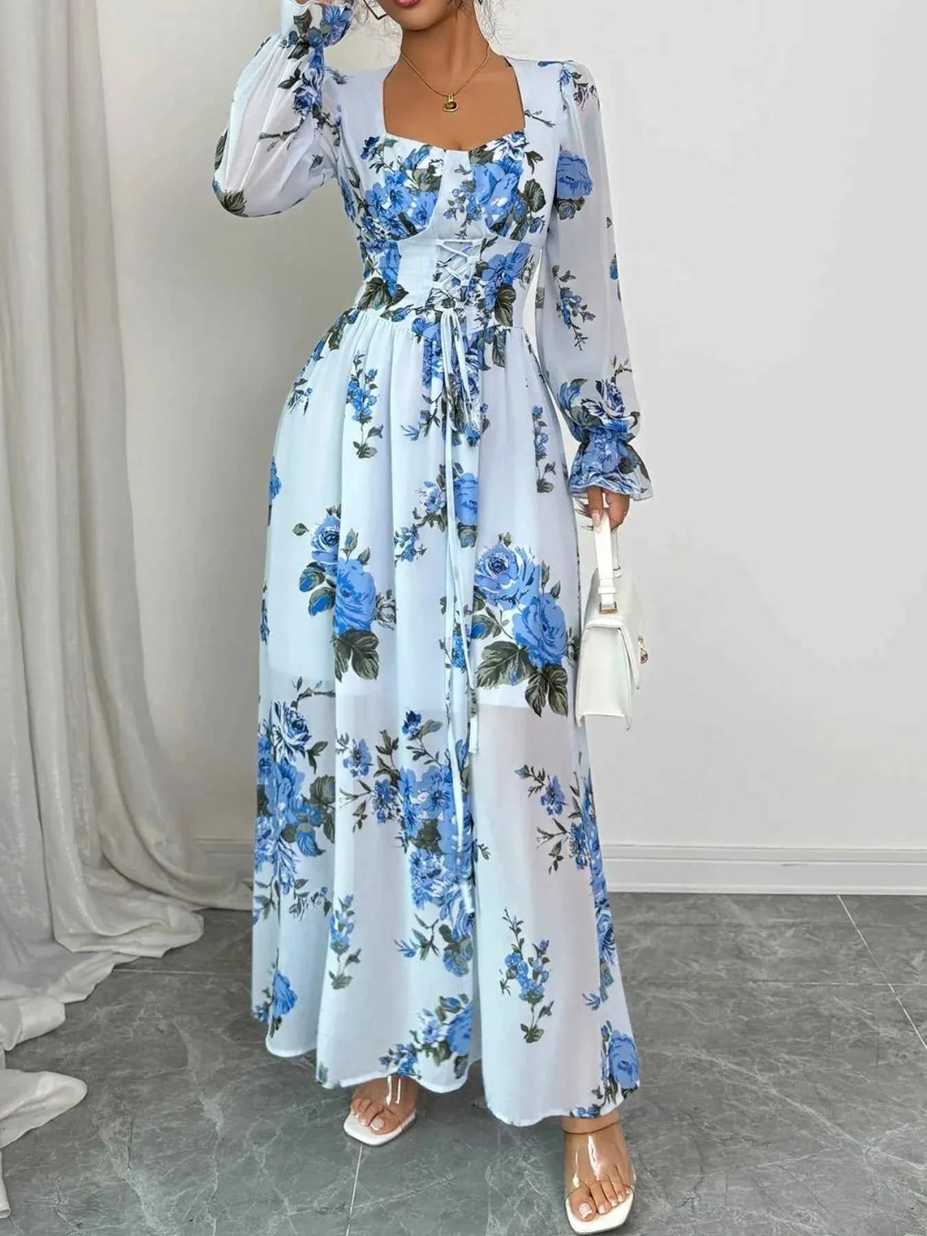 Floral Flounce Sleeve Maxi Dress Light Blue d75a3635-ee51-4ad1-bcaa-a74a46e9e376-Max-Origin