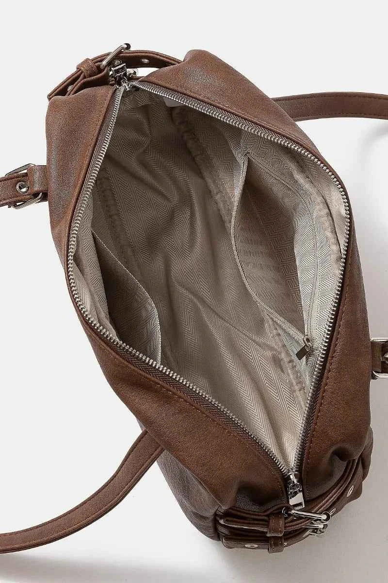 Fame Multi Grommet Belt Strap Rustic Rectangular Hand Bag d770ec298a274ed2aca669d86270f0b1-Max-Origin