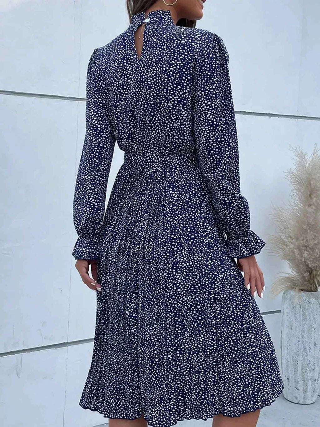 Animal Print Mock Neck Flounce Sleeve Dress d77cfc3a-1249-4fd9-b49b-95a32ce6fa98-Max-Origin