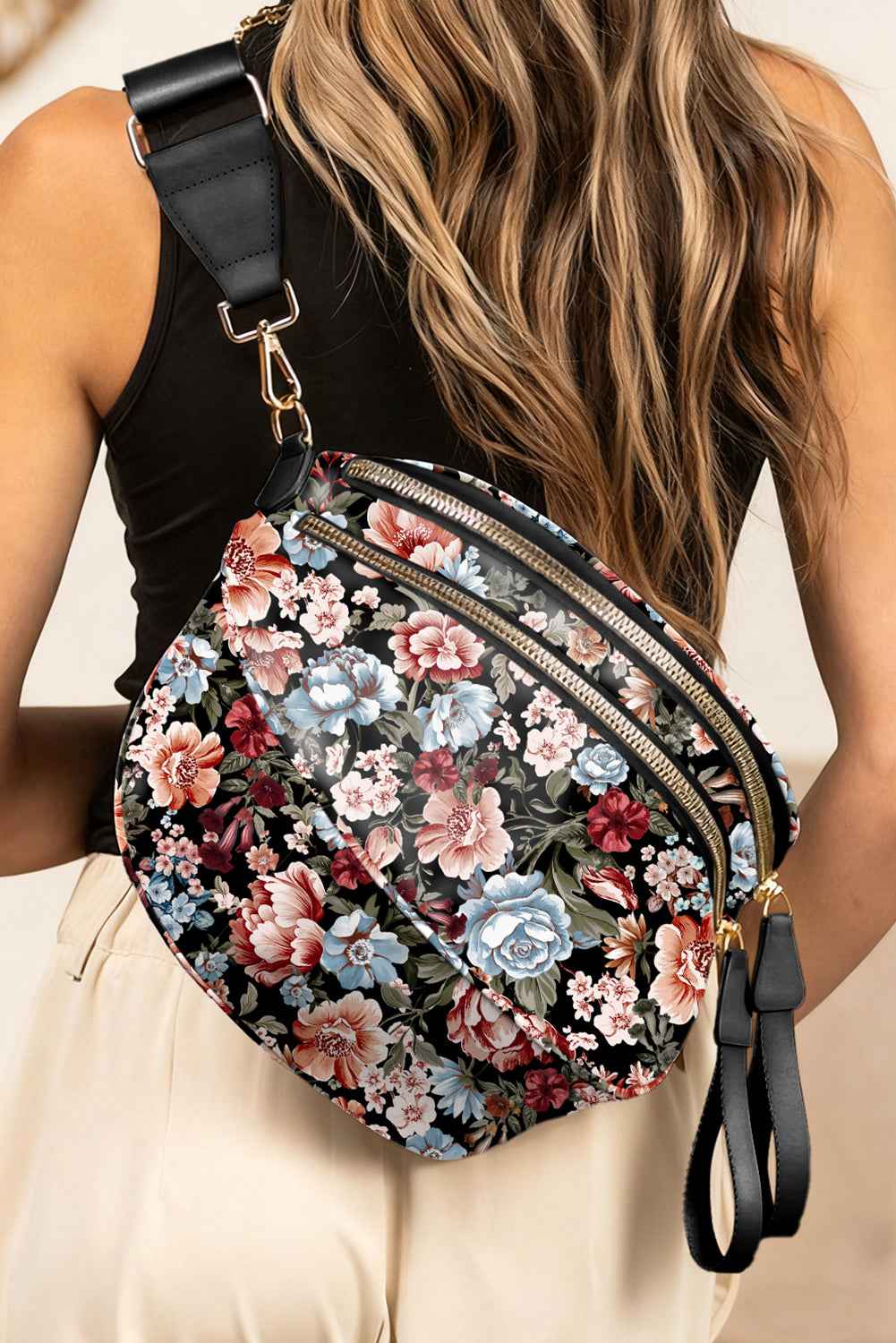 Pink Christmas Graphic Double Zip Crossbody Bag d77fbfdc29d946f6