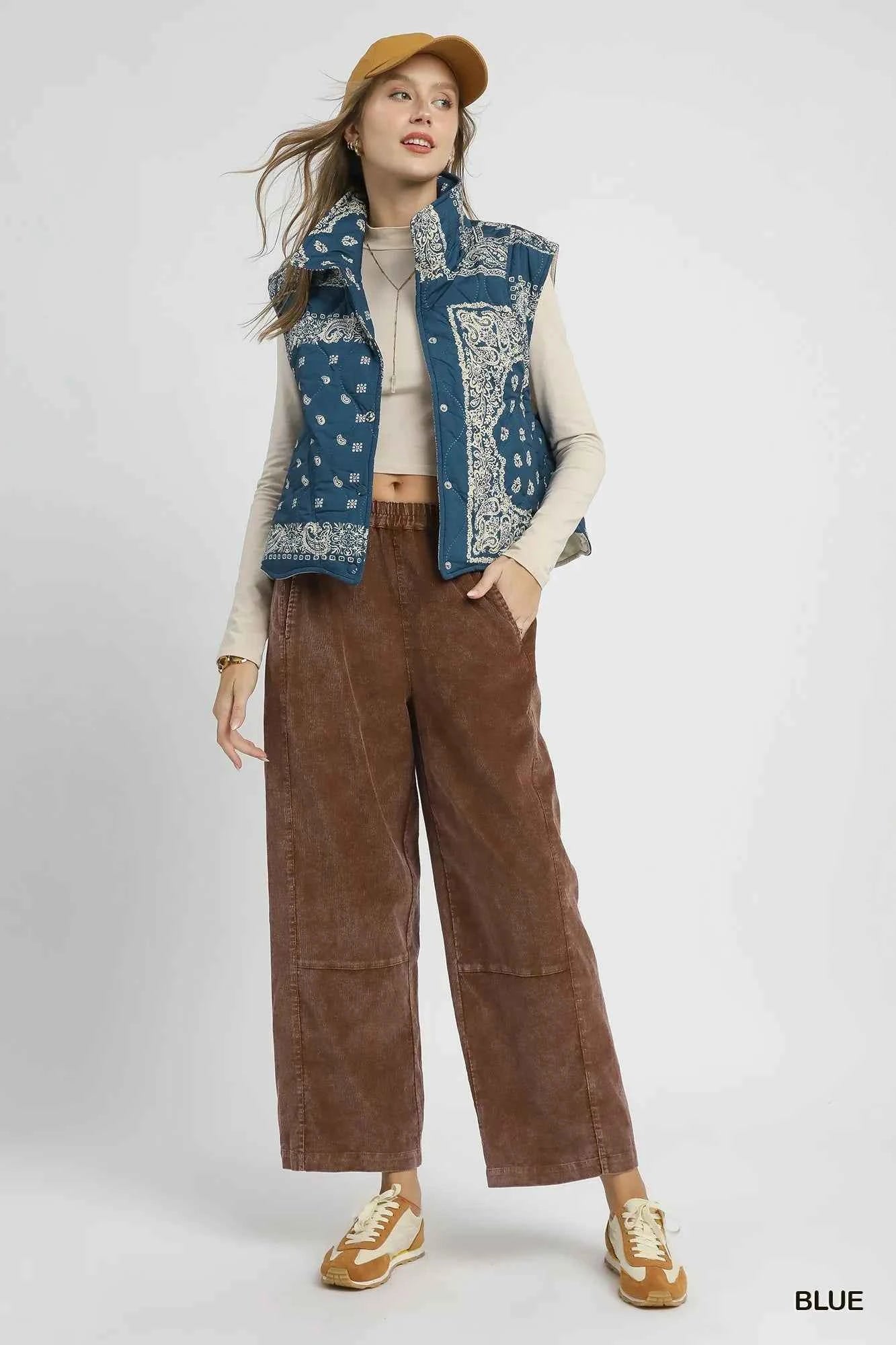 Umgee Bandana Print Quilted Puffer Vest d7807441-2805-46e3-8fe6-cd2e368a0254-Max-Origin