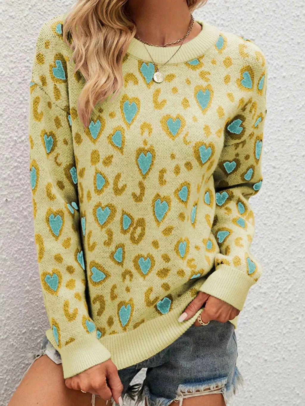 Heart Round Neck Long Sleeve Sweater d783d0f9-8fbf-4c87-ad1d-1f438e8d26d0-Max-Origin