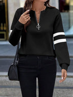 Striped Quarter Zip Long Sleeve Top d792e6620f8948da881d15ce0626ac5c-Max-Origin