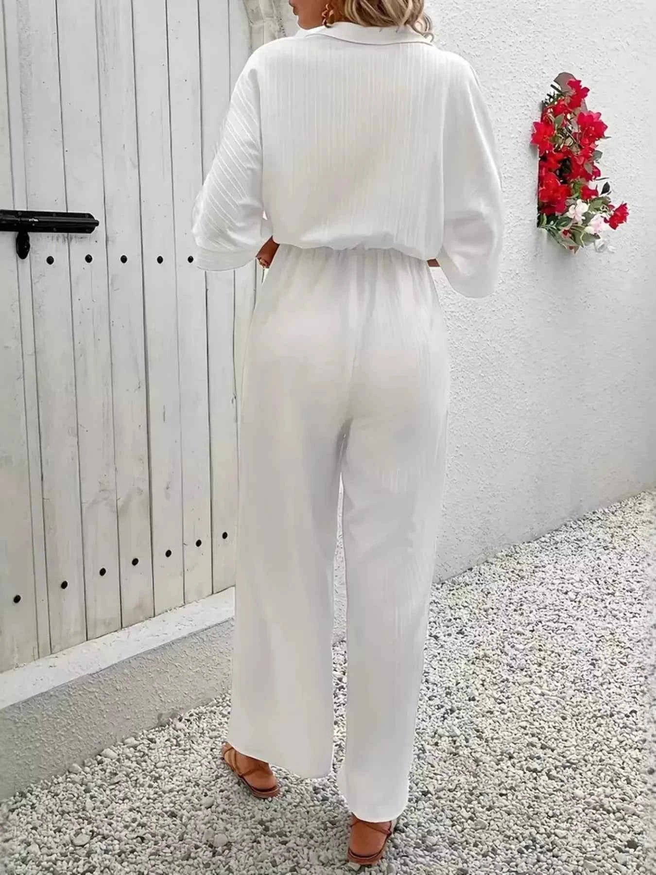 Button Front Half Sleeve Wide Leg Jumpsuit d79662d6d2ce4836a7fde8a87ff1cd86-Max-Origin