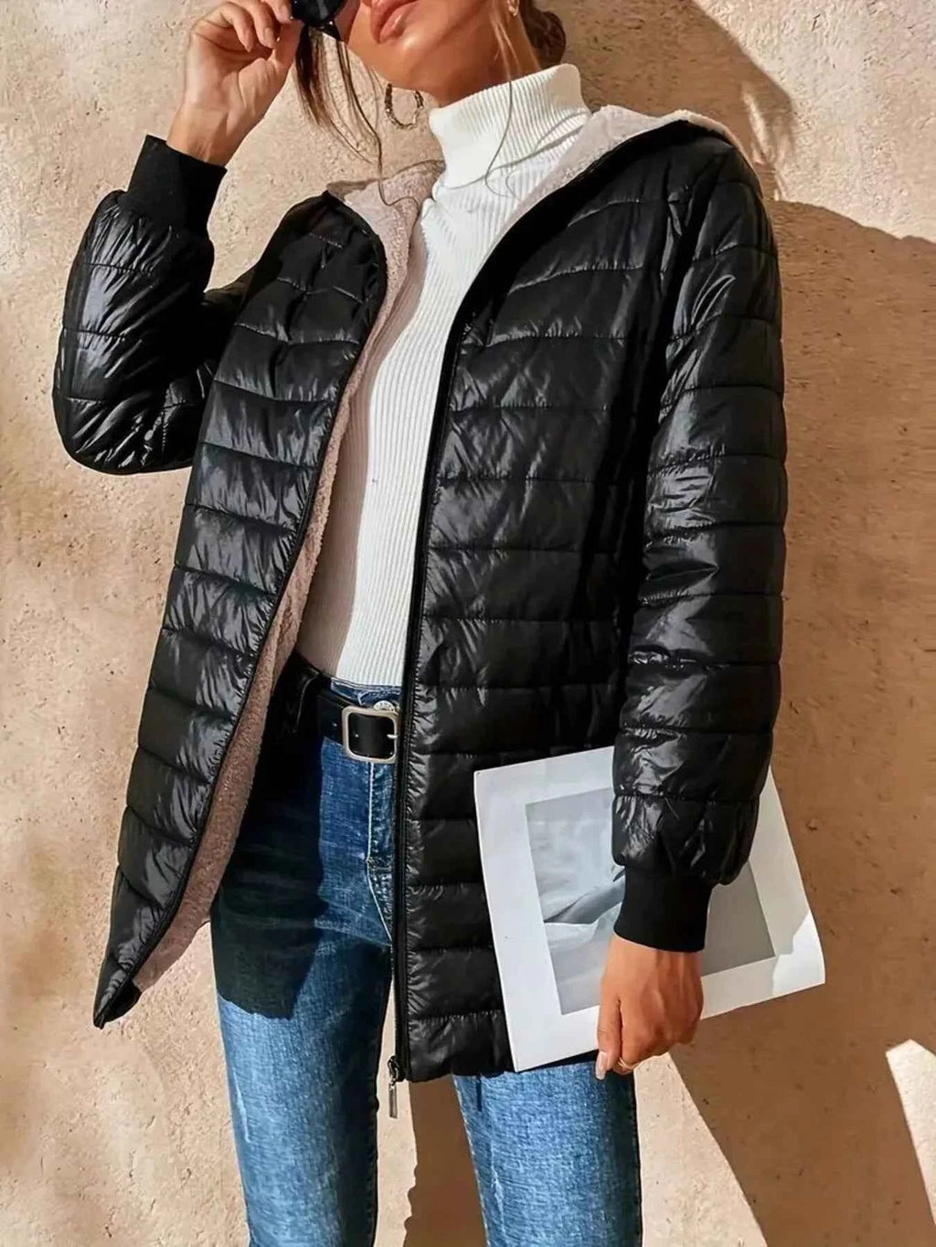 Quilted Zip Up Puffer Coat with Hood d7a50d3ba8a2491c9a783e2b57c78010-Max-Origin