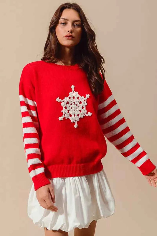 Christmas Snowflake Crochet Embellished Sweater d7ad31ad21714625bb3acd82007ab988-Max-Origin