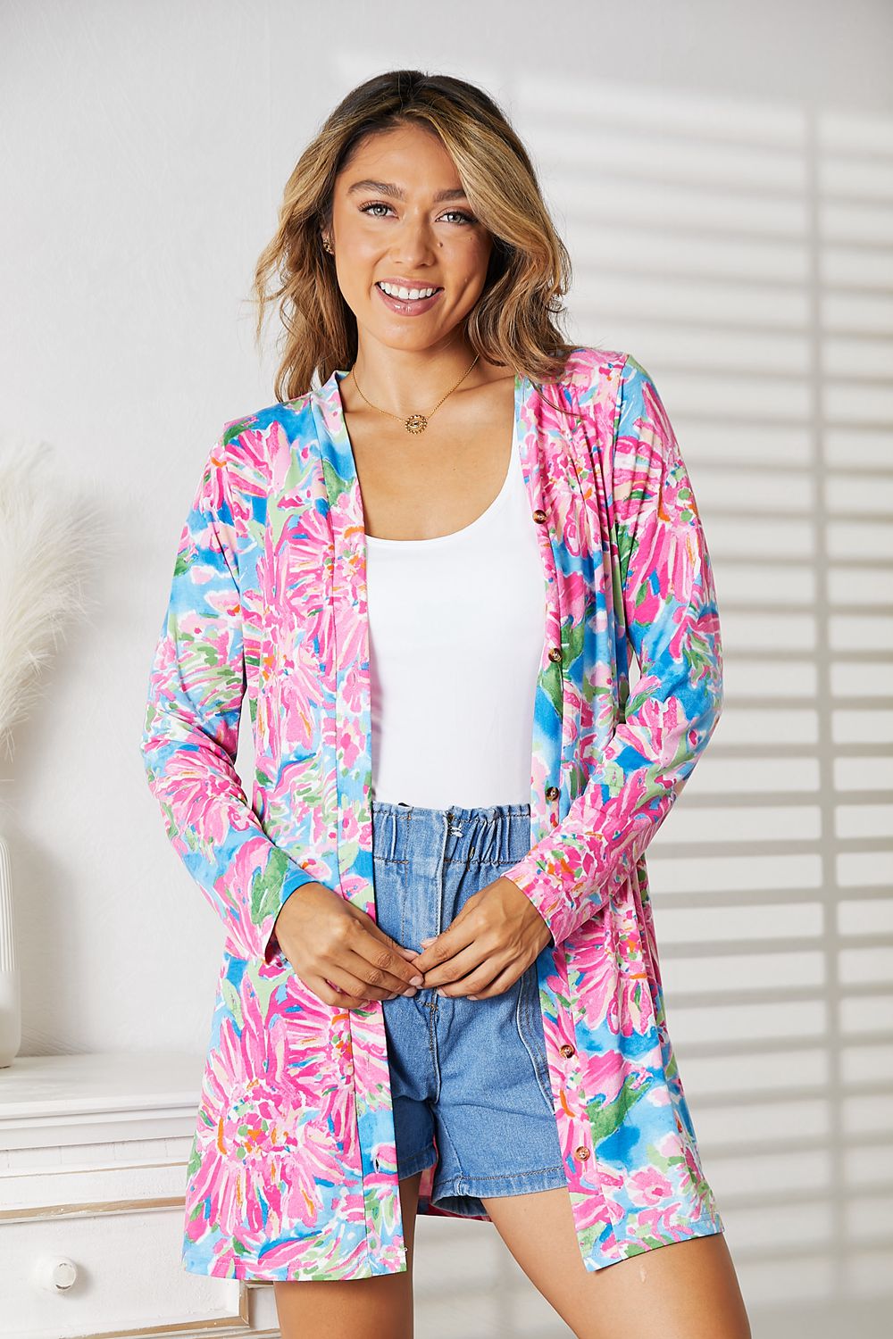 Double Take Floral Open Front Long Sleeve Cardigan d7b30ebc64f64afc97d737997bb008a3-Max