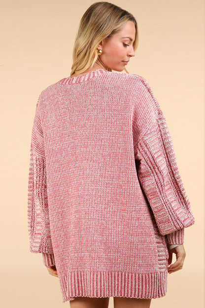 VERY J Cable Knit Open Front Cardigan