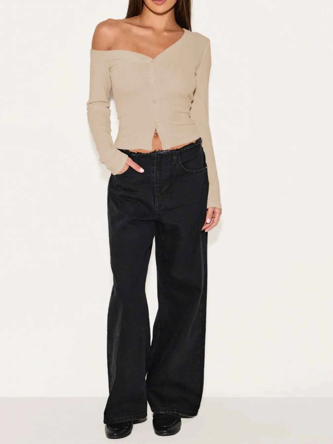 Asymmetrical Neck Button Up Cardigan d7c354b8-8f37-4532-a84d-258ac2d44a80-Max-Origin