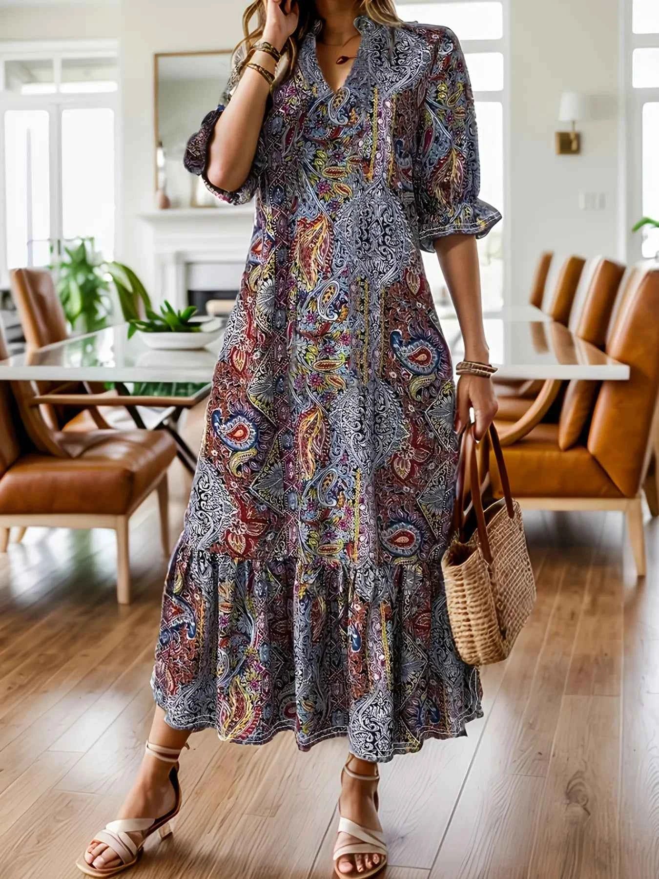 Full Size Bohemian Paisley Print Ruffle Hem Midi Dress Plus Size Red d7c6f7ad218c419f8f7c038b340e35ea-Max-Origin