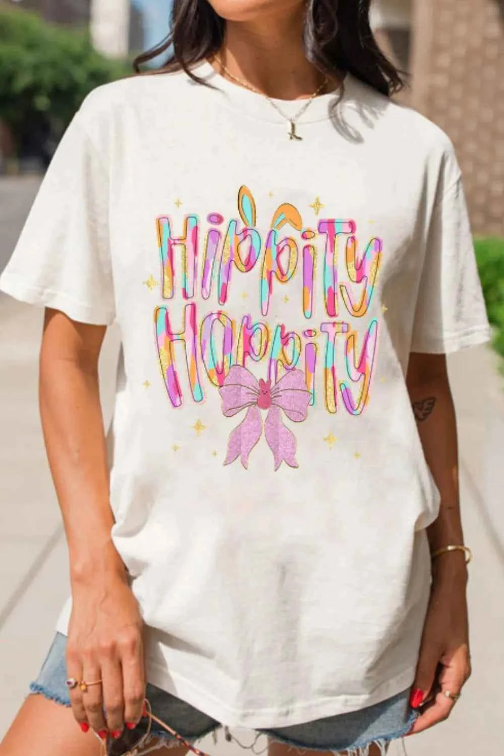 HIPPITY HOPPITY Round Neck Short Sleeve T-Shirt d7d17277-012c-43d5-b110-8cab1588a83d-Max