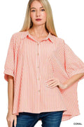 Zenana Oversized Stripe Button Down Shirt CORAL d7edd52d65d64fd884be5af3a8c2f8b4-Max-Origin