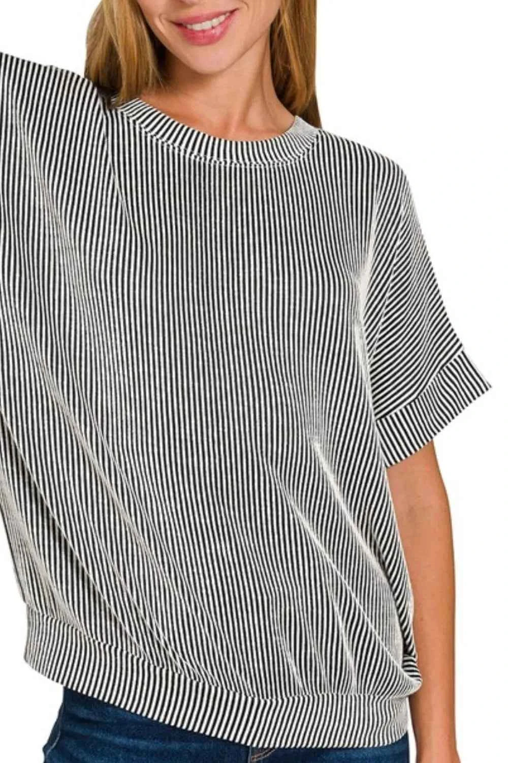 Zenana Corded Rib Short Sleeve T-Shirt d7efaada-5f3b-4b32-8a2d-41f70b5d5324-Max-Origin