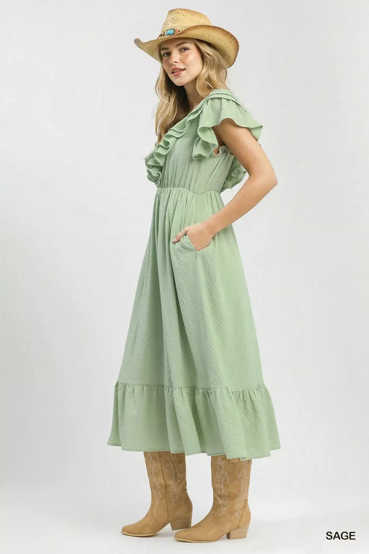 Textured Ruffle Midi Dress d7f034c0-ce01-4ff7-b535-8e85584397bb-Max-Origin