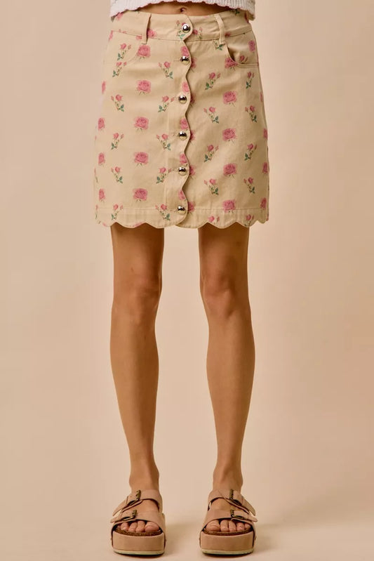 Floral Rose Print Cotton Twill Scallop Mini Skirt d801a01059874560bc9968d2647ef6f4-Max-Origin