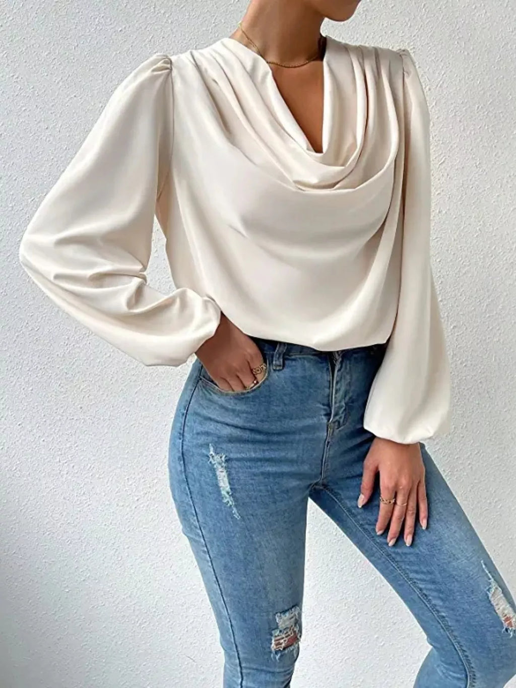 Full Size Cowl Neck Balloon Sleeve Blouse Plus Size d8106923a8b944c5a965bf06727e36d1-Max-Origin