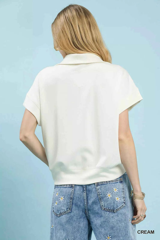 Striped Collared Neck Half-Zip Top d815ad03-8011-4a28-816d-204555028b34-Max-Origin