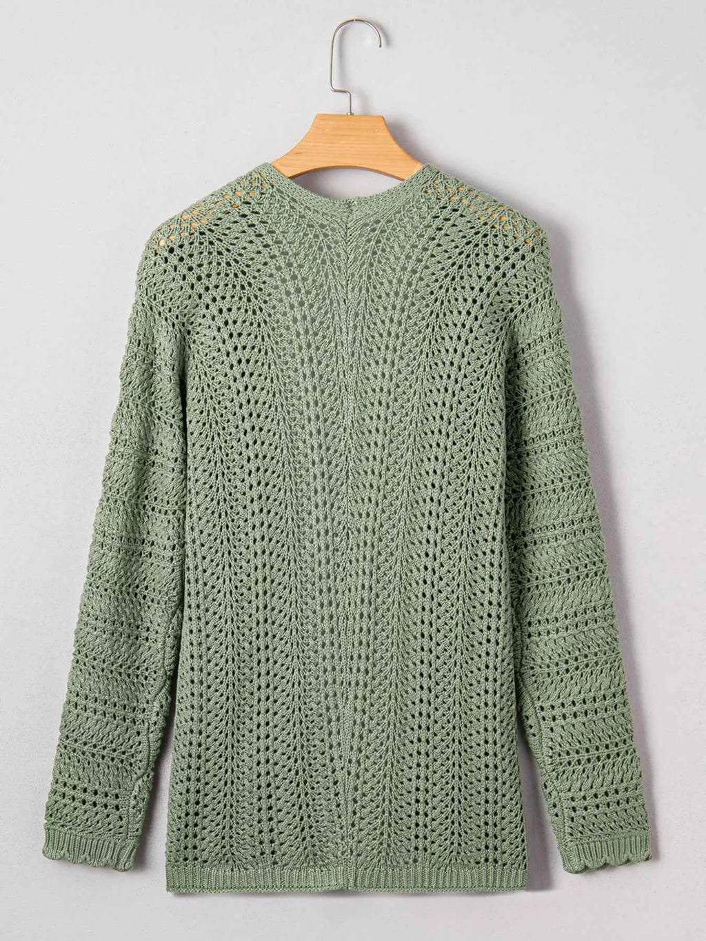 Scalloped Edge Eyelet Knit Batwing Sleeve Cardigan d81904b8bbec4ad19a09ec08d9cc096e-Max-Origin