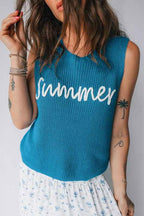 Summer Sleeveless Crewneck Sweater Top Dusk Blue d81ca076-6202-493a-848c-794a3b76bdc6