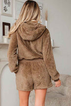 Sherpa Zip-Up Hoodie and Drawstring Shorts Set d81dced6-b73f-4d77-991a-e3d297cb7576