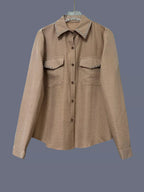 Studded Button Up Shirt with Chest Pockets d8221bcd3d54442286e23cb17c4961df-Max-Origin