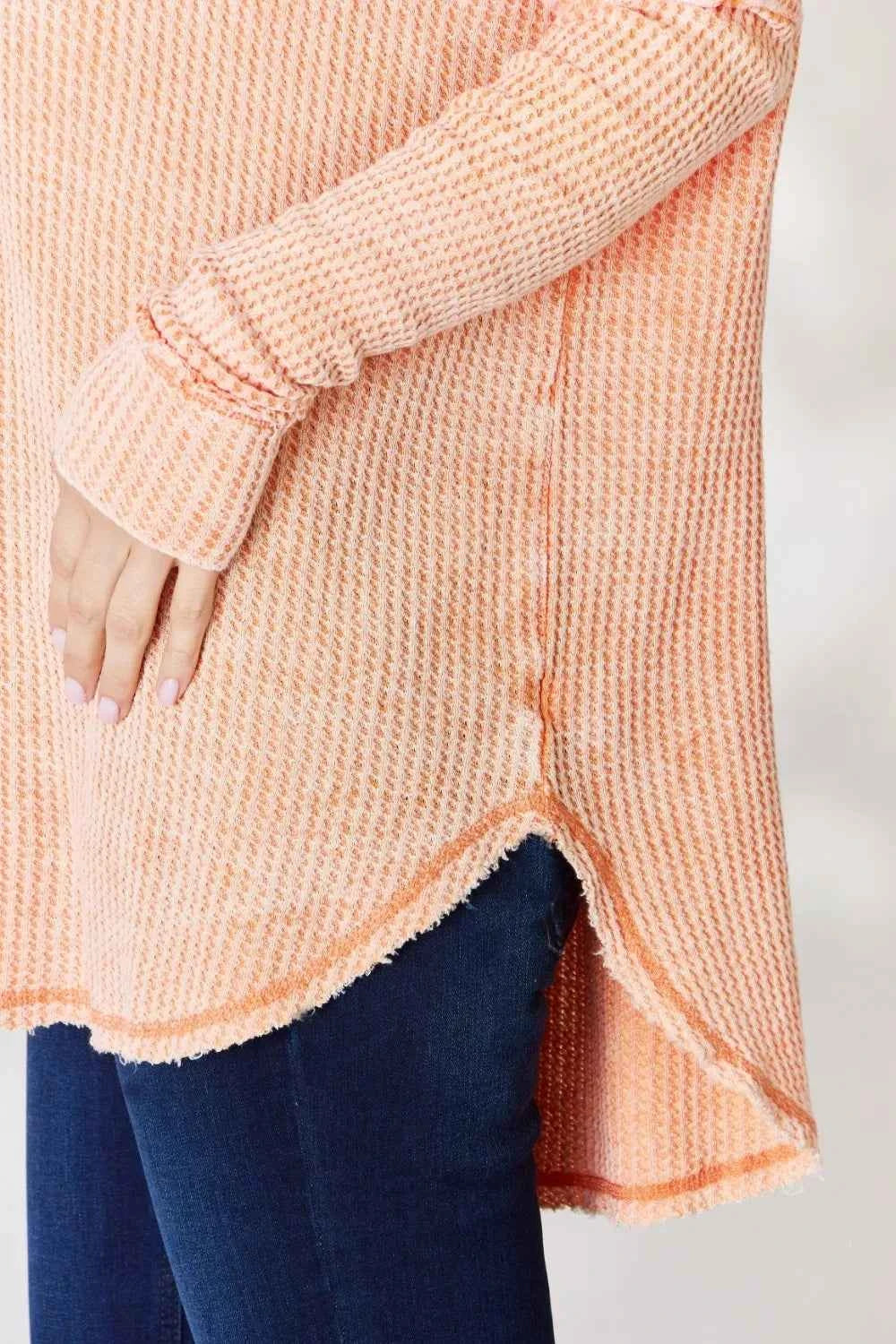 Zenana Oversized Washed Waffle Long Sleeve Top d83a8d19-29c9-4d28-a0b6-2a658ad65324-Max