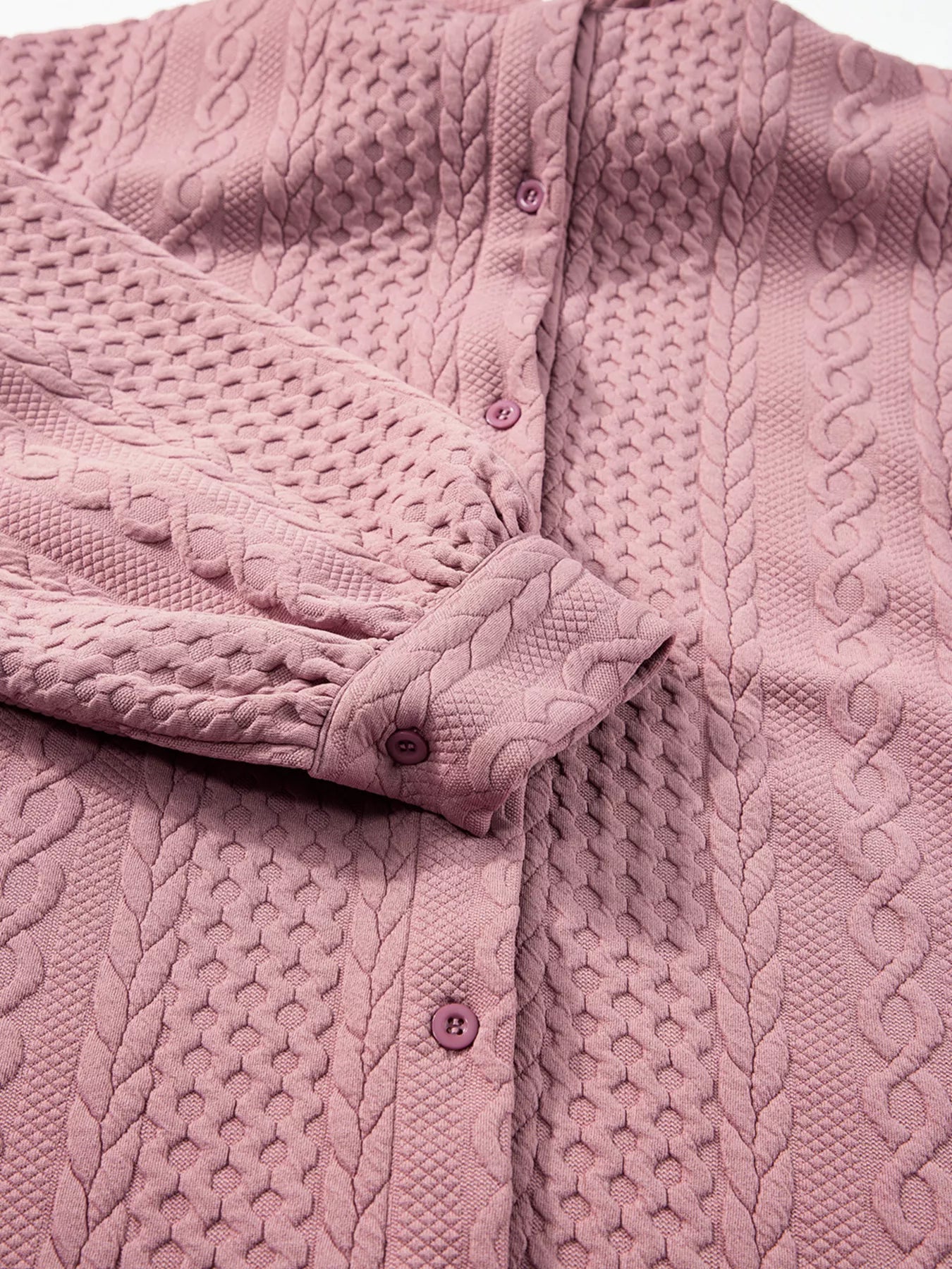 Cable Texture Puff Sleeve Loose Shacket d84392735acb4d25ba91b60a4b5e172c-Max-Origin