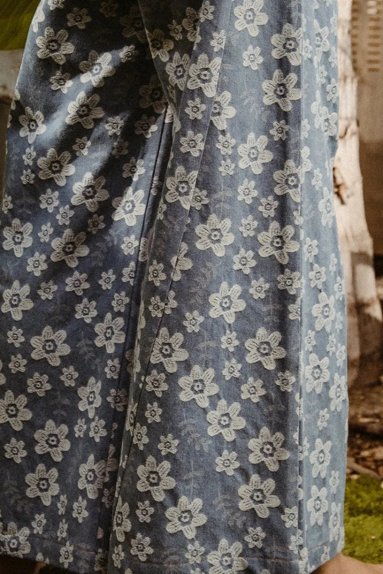 BiBi Floral Texture Wide Leg Jeans d84741582a17496ea5de0972d5348cab-Max-Origin