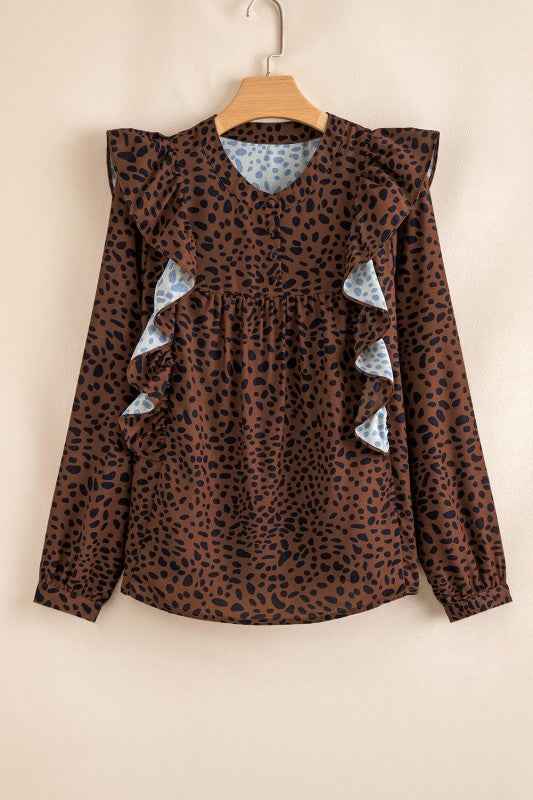 Collins Ruffled Puff Sleeve Blouse d84de54d-aeee-40ae-a252-a3245c16775b