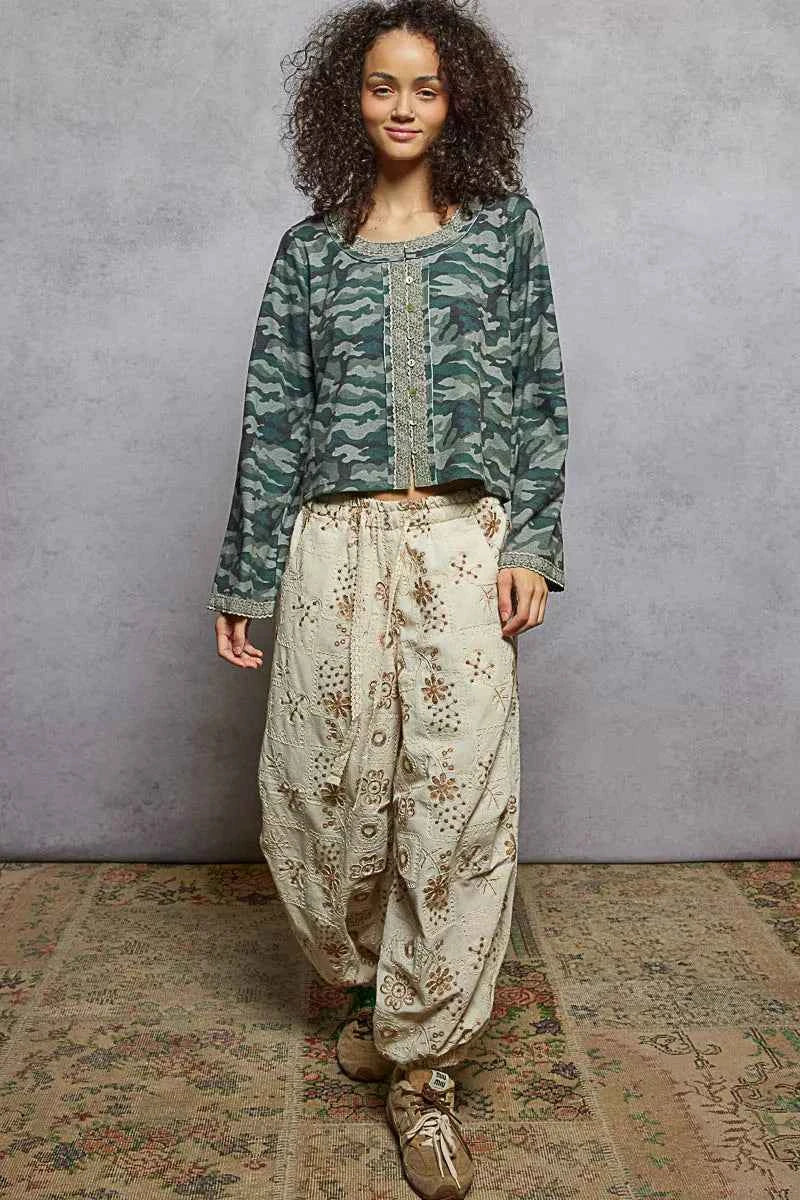 POL Camouflage Print Long Sleeve Top d84e56ea-5778-427c-afb4-55105231f8dc-Max-Origin
