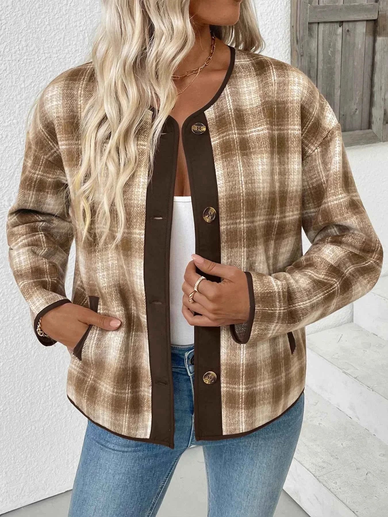 Plaid Long Sleeve Button-Up Jacket d84effe0e62c4cd693ef2d2e64cd8951-Max-Origin