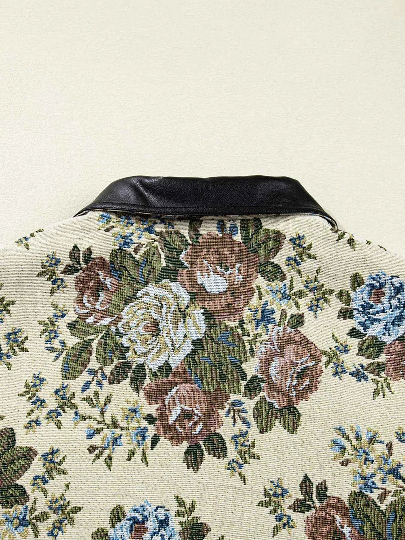 Floral Print Zip Up Contrast Collared Jacket d84ff08c57c7410d9898256ed3388ef9-Max-Origin
