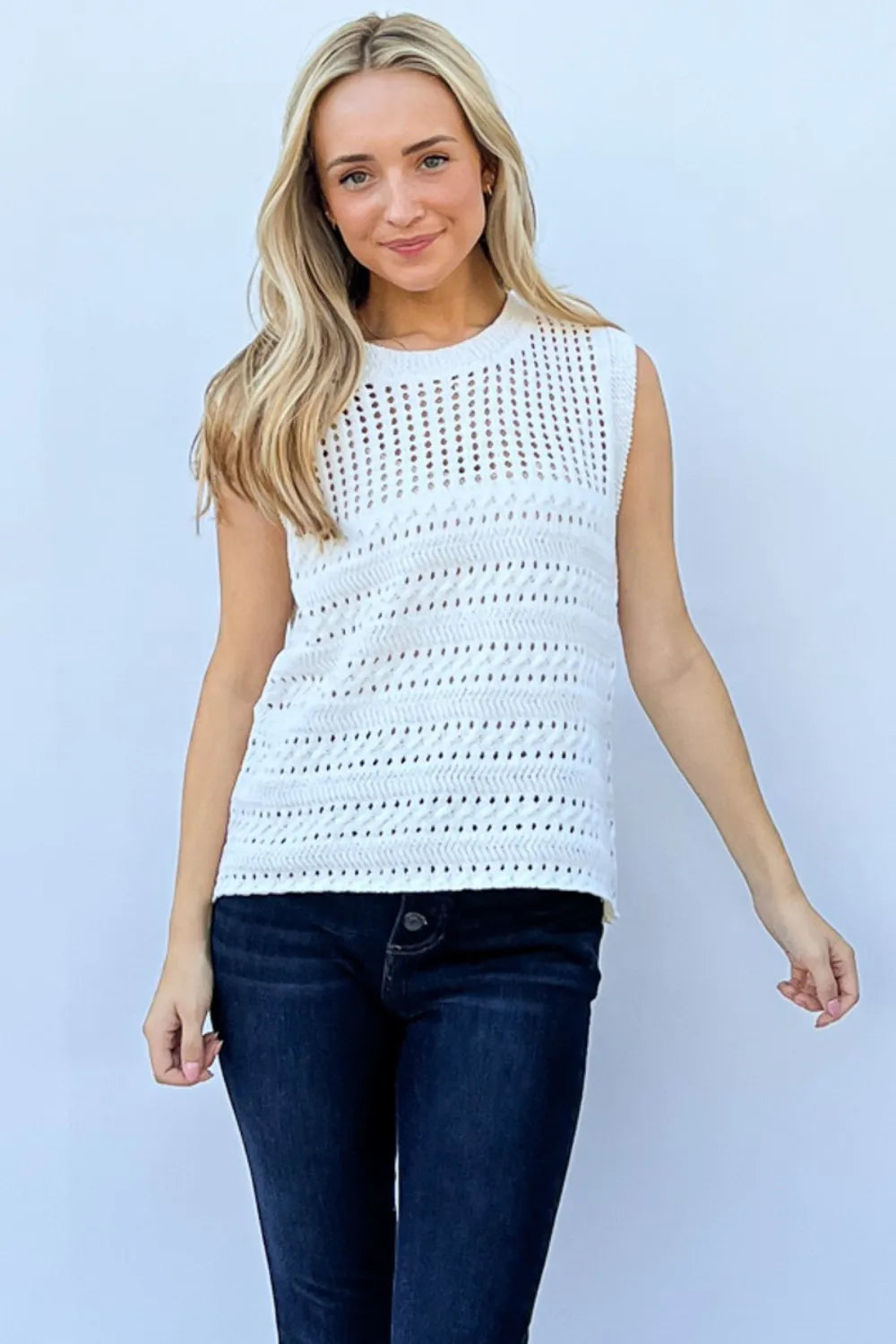 And The Why Hollowed Out Buttoned Tank IVORY d8522ecd-b20e-42ff-b4a4-41683f42b98f-Max
