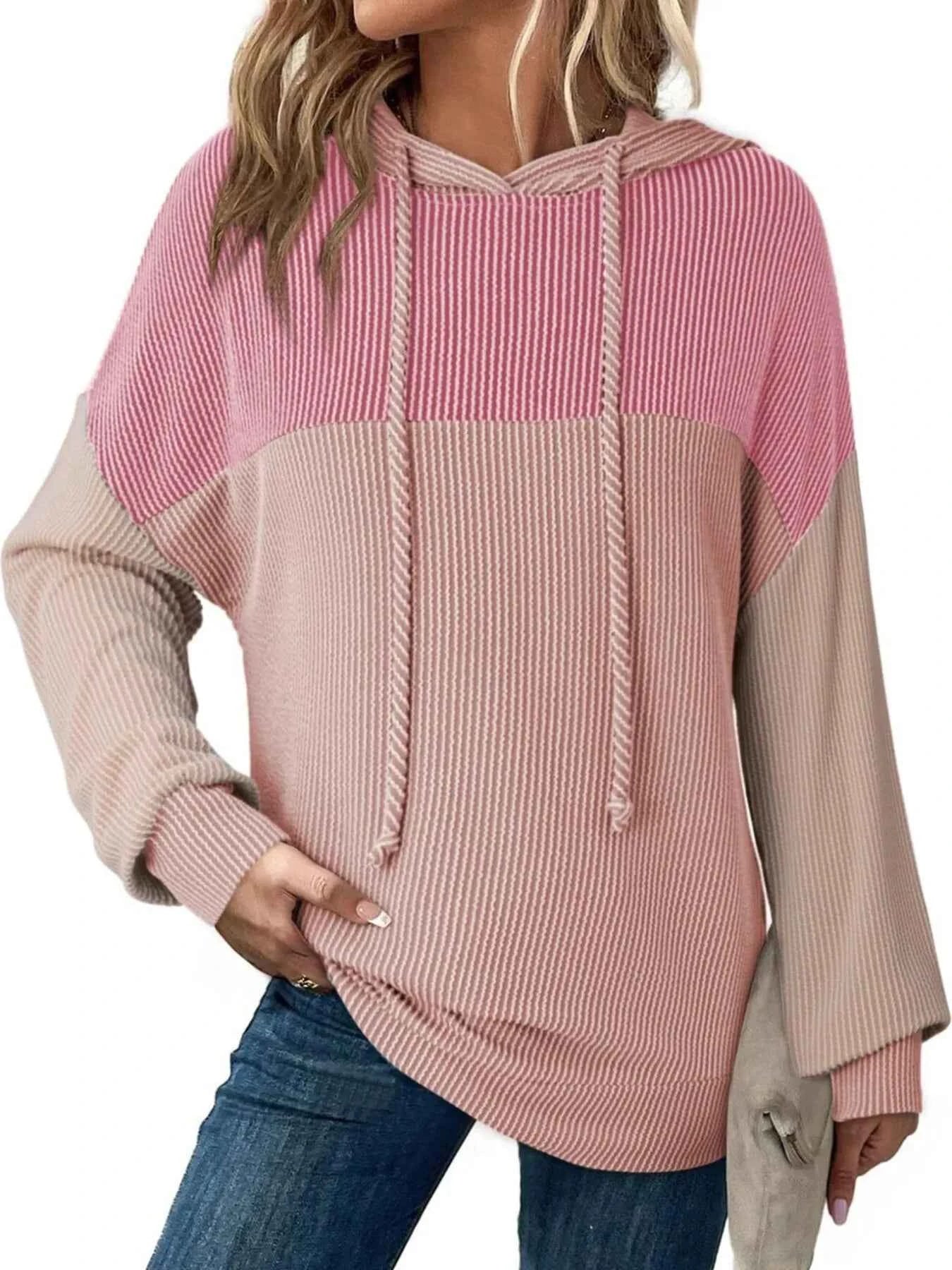 Drawstring Color Block Long Sleeve Hoodie d857f59ef3244851993e1b4f55da3ec2-Max-Origin