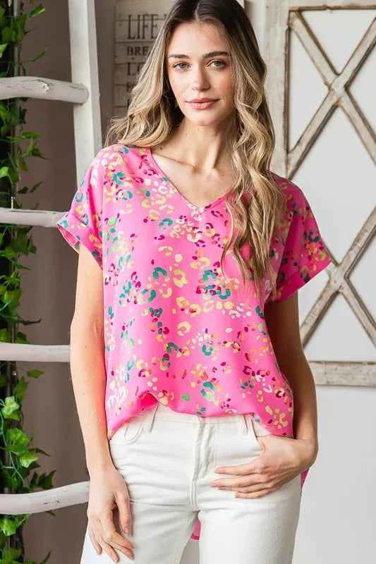 Heimish Full Size Animal print V-Neck Short Sleeve T-Shirt Plus Size d858494d-431e-4985-97e5-72907c5d2642-Max