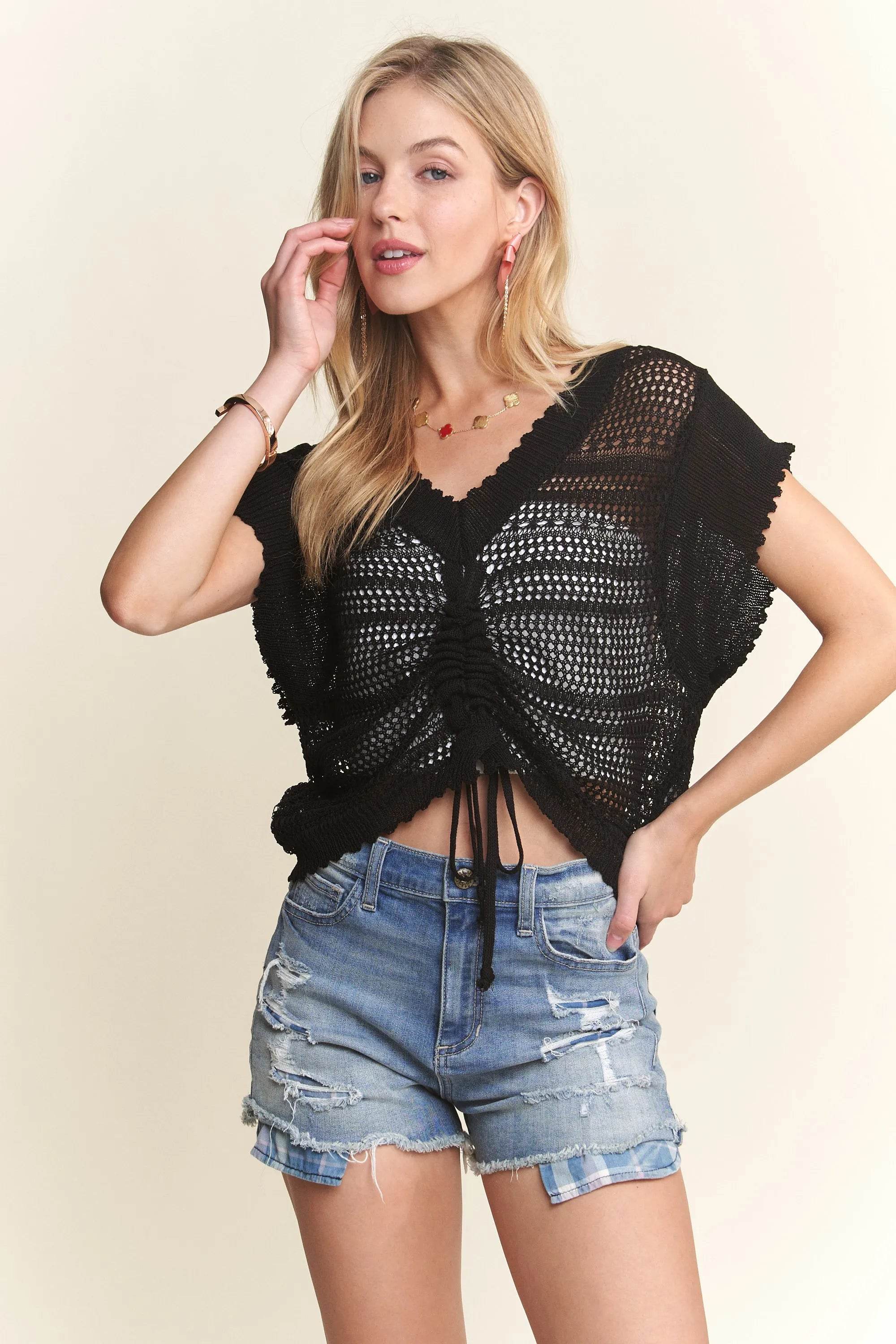 ADORA Drawstring Detail Crochet Top d859246c6fc54b1a8005f281757955a4-Max-Origin