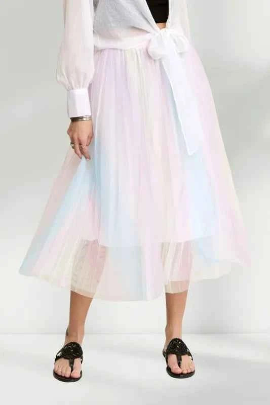 ADORA Unicorn Pleated Mesh Flare Midi Skirt d8775b11-3135-46e3-988a-14794144f14c-Max-Origin