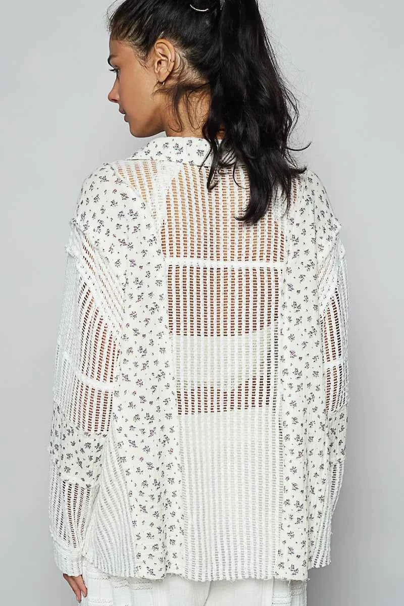 POL Floral Crochet Patchwork Long Sleeve Shirt d8841507-746d-4554-bfb2-020e85f3f5f8-Max-Origin