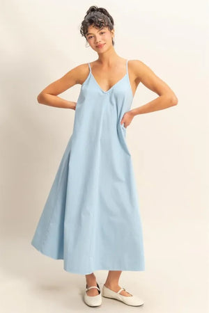 Dyed V-Neck Loose Dress BABY BLUE d8847aa09ff74c679258b3e019101c8f-Max-Origin