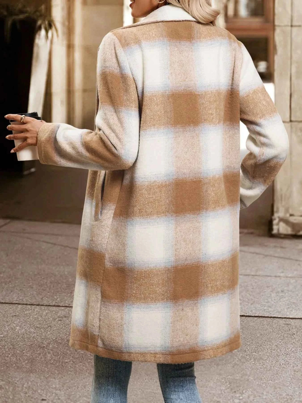 Plaid Wool Blend Longline Jacket