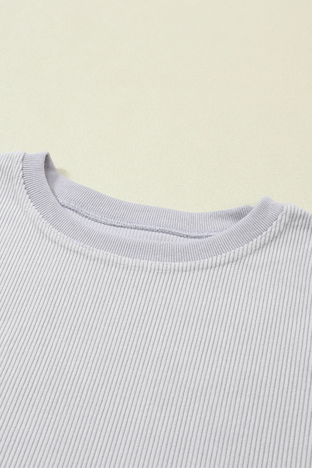 White Drop Shoulder Rib Knit Oversized Sweatshirt d896b8c7cc775d27