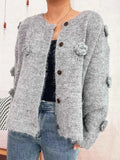 Flower Button-Up Cardigan Gray One Size d8b2aeca4c9847b7a59bf010a49d328d-Max-Origin