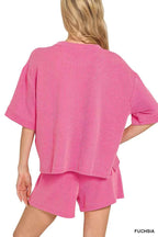 Zenana Raised Rib Short Sleeve Tee and Drawstring Shorts Set d8c7fc78-d5e9-44a1-a78b-55bc753d42c5-Max-Origin