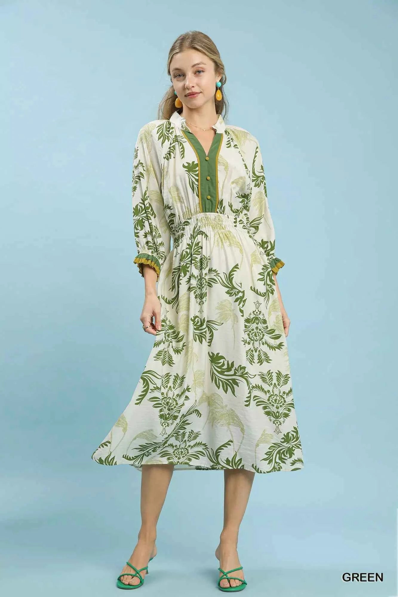 Umgee Tropical Print Button Detail Midi Dress d8c99203-f632-466e-aaef-a8cae09bd769-Max-Origin